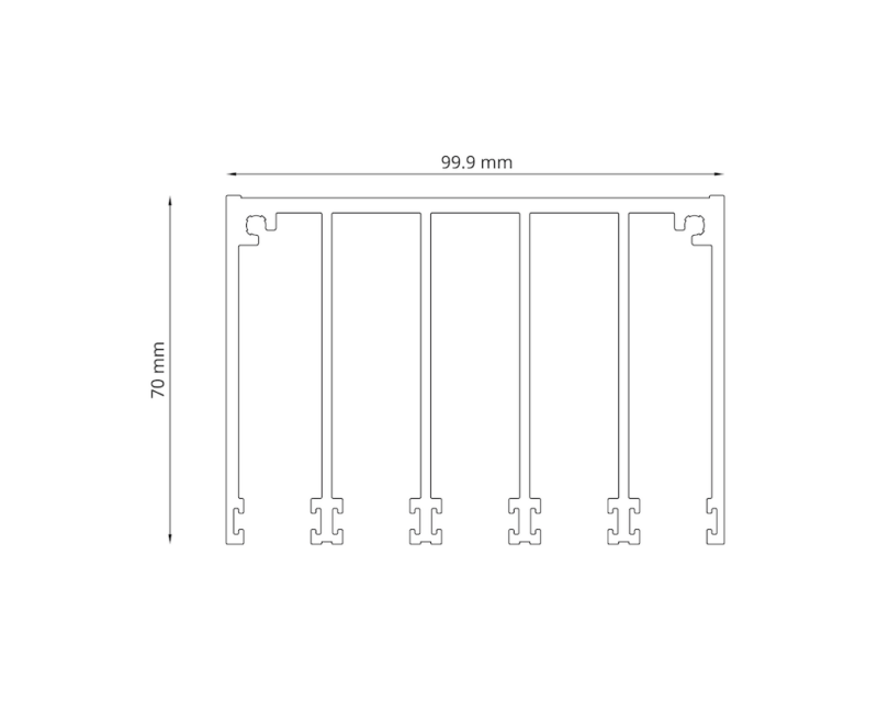 5 rail glazen schuifwand bovenrail