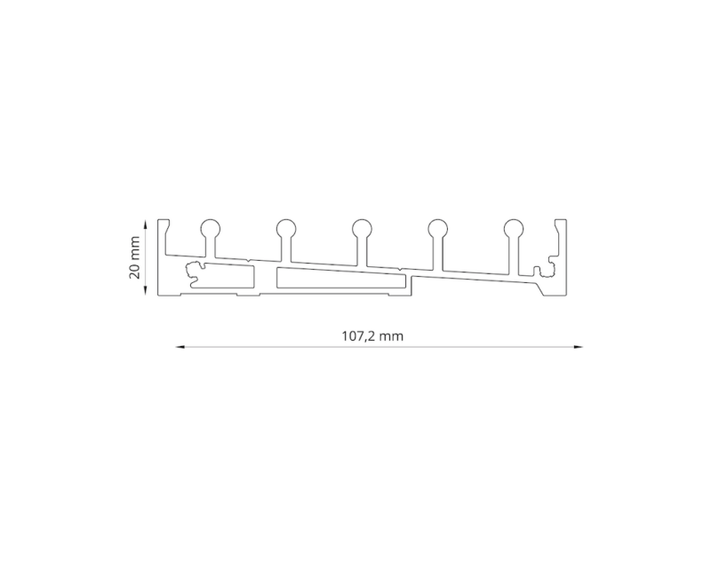 5 rail glazen schuifwand onderrail