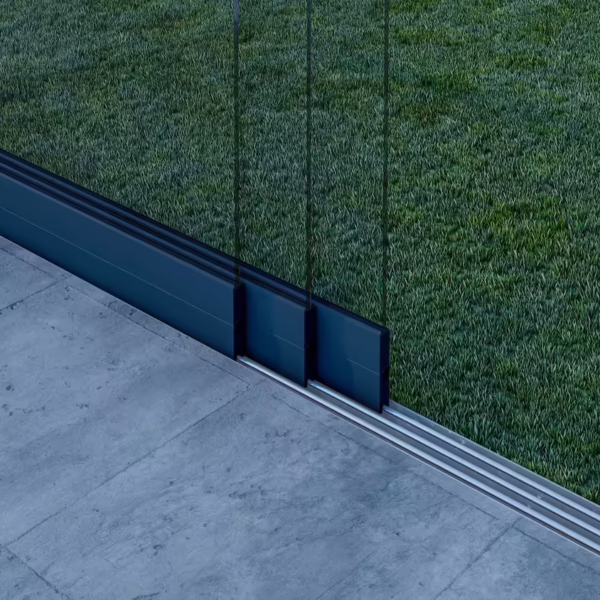 Glazen schuifwand antraciet 3 railsysteem