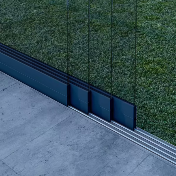 Glazen schuifwand antraciet 4 railsysteem