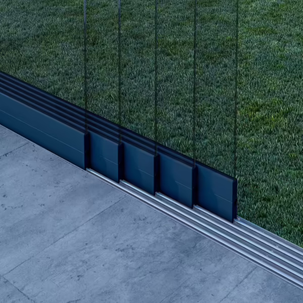 Glazen schuifwand antraciet 5 railsysteem