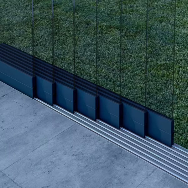 Glazen schuifwand antraciet 7 railsysteem