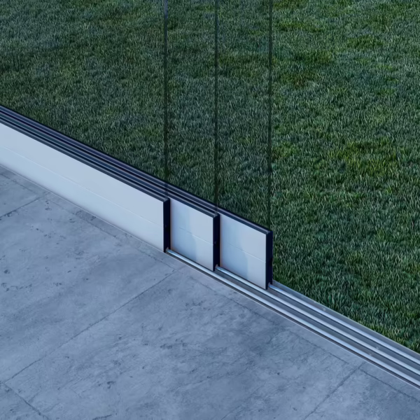 Glazen schuifwand mat wit 3 railsysteem