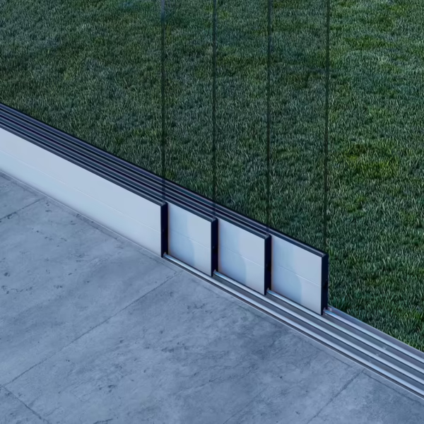 Glazen schuifwand mat wit 4 railsysteem