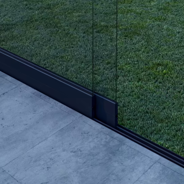 Glazen schuifwand mat zwart 2 railsysteem