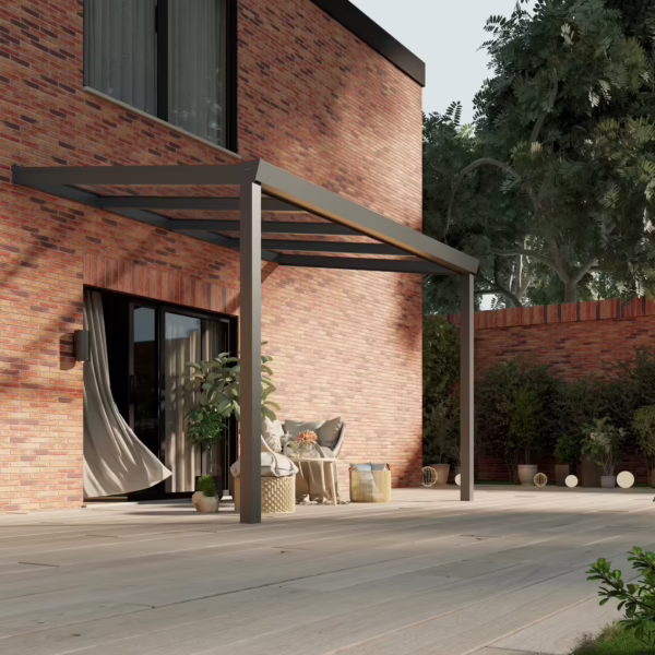 Glazen overkapping Plus 4 x 2,5 meter antraciet