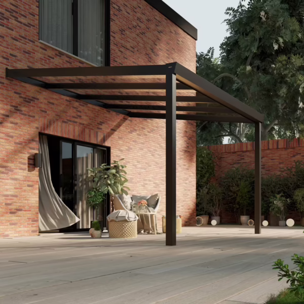 Glazen overkapping Plus 4 x 3,5 meter matzwart