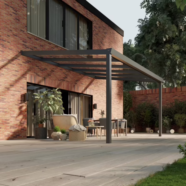 Glazen overkapping Plus 5 x 3,5 meter antraciet