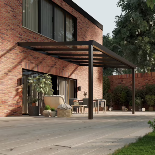 Glazen overkapping Plus 5 x 3,5 meter matzwart