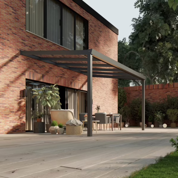 Glazen overkapping Plus 5 x 3 meter antraciet