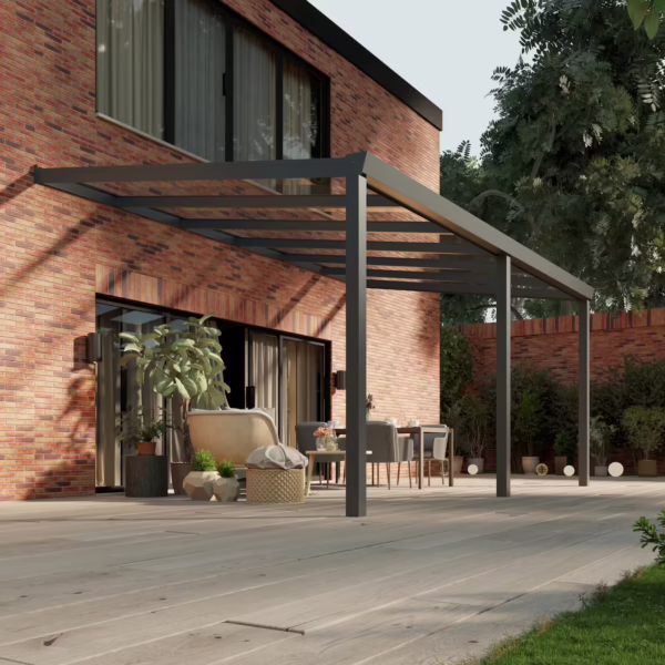 Glazen overkapping Plus 6 x 3,5 meter antraciet