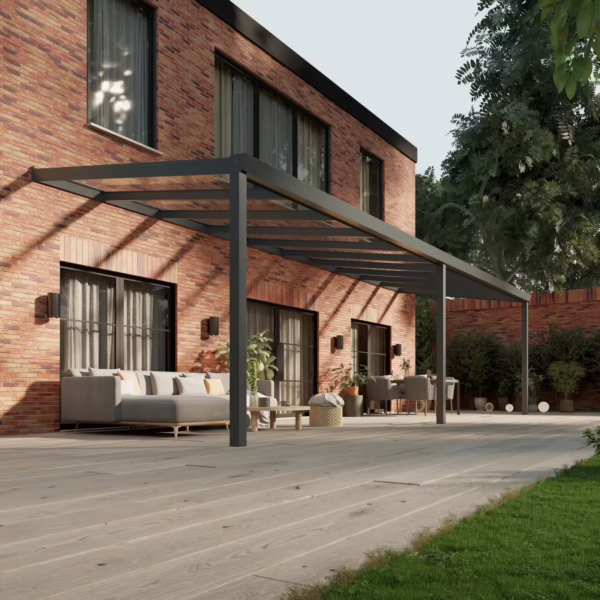 Glazen overkapping Plus 10 x 3 meter antraciet