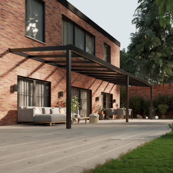 Glazen overkapping Plus 10 x 3 meter matzwart