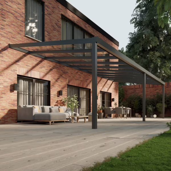 Glazen overkapping Plus 10 x 4 meter antraciet