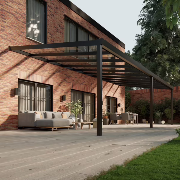 Glazen overkapping Plus 10 x 4 meter matzwart