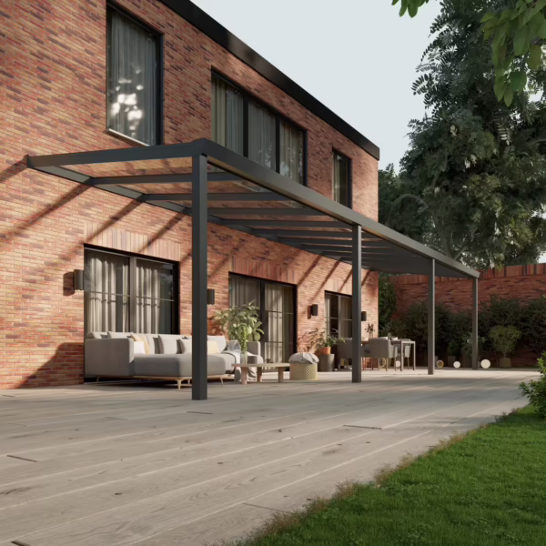 Glazen overkapping Plus 11 x 3 meter antraciet