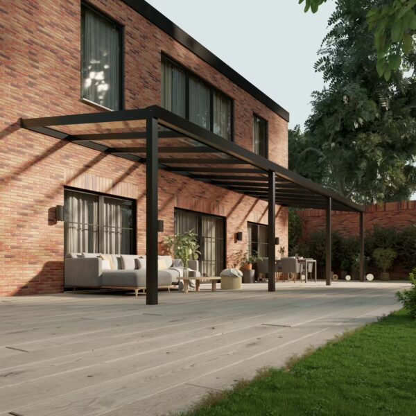 Glazen overkapping Plus 11 x 3 meter matzwart
