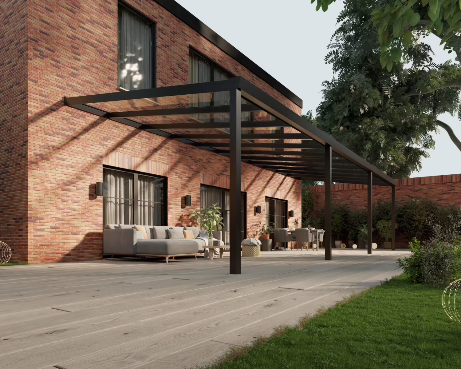 terrasoverkapping-glazen-dak-11x4m-matzwart-helder-modern25_BottomLeftPerspective