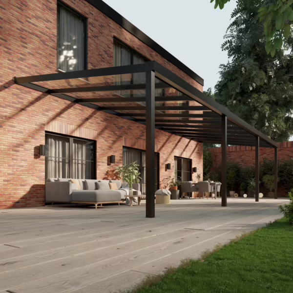 Glazen overkapping Plus 11 x 4 meter matzwart