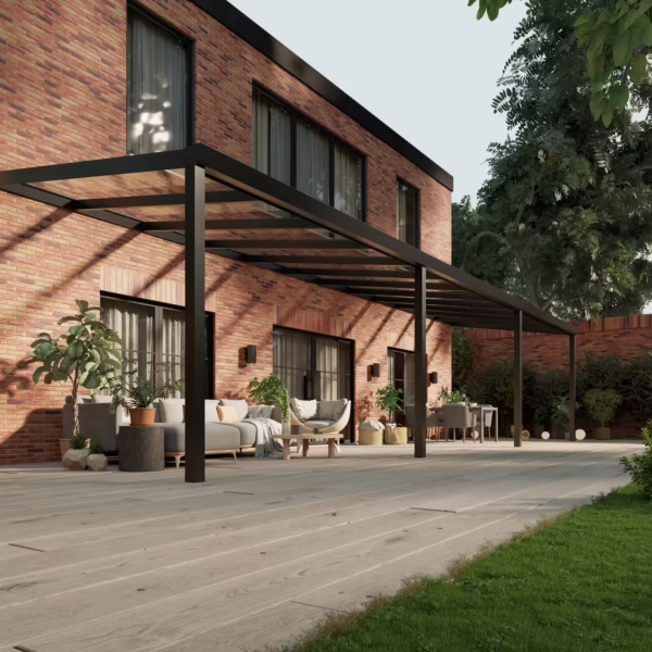 Glazen overkapping Plus 12 x 3 meter matzwart