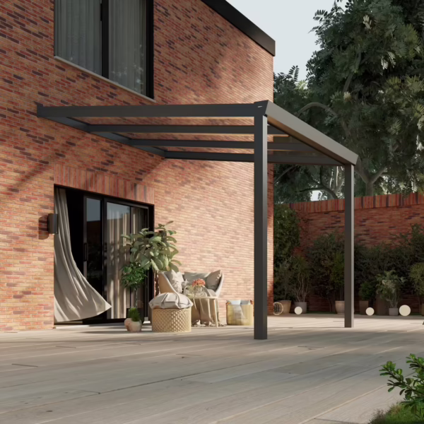 Glazen overkapping Plus 3 x 3,5 meter antraciet