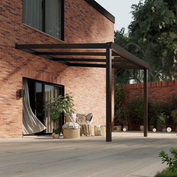 Glazen overkapping Plus 3 x 3,5 meter matzwart