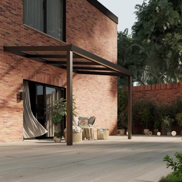 Glazen overkapping Plus 4 x 2,5 meter matzwart