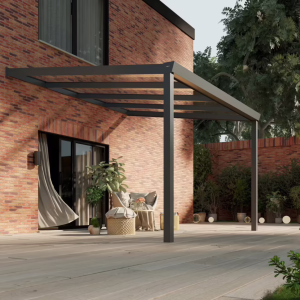 Glazen overkapping Plus 4 x 3,5 meter antraciet