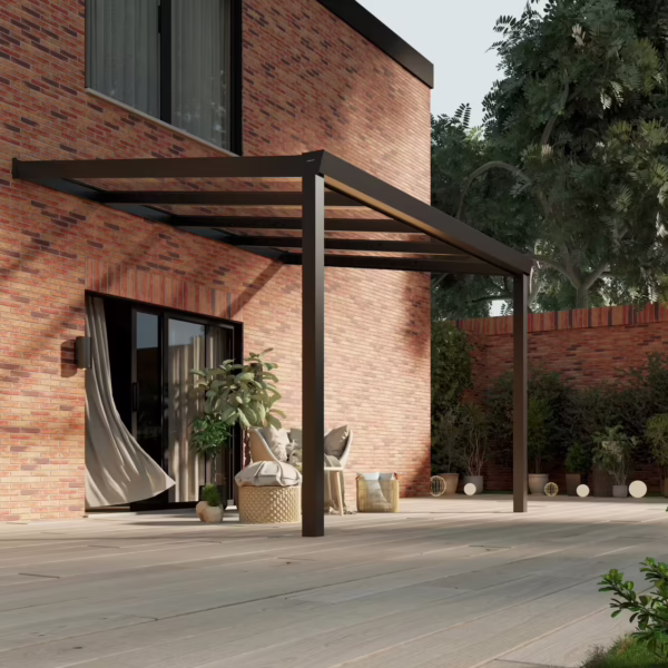 Glazen overkapping Plus 4 x 3 meter matzwart