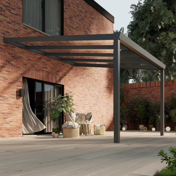 Glazen overkapping Plus 4 x 4 meter antraciet