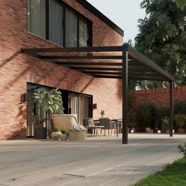 Glazen overkapping Plus 5 x 4 meter matzwart