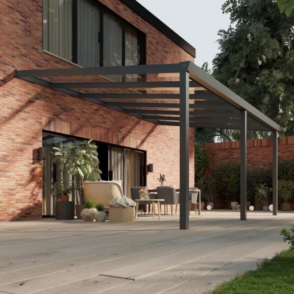 Glazen overkapping Plus 6 x 4 meter antraciet