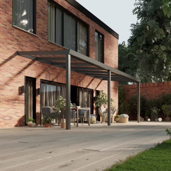 Glazen overkapping Plus 7 x 2,5 meter antraciet