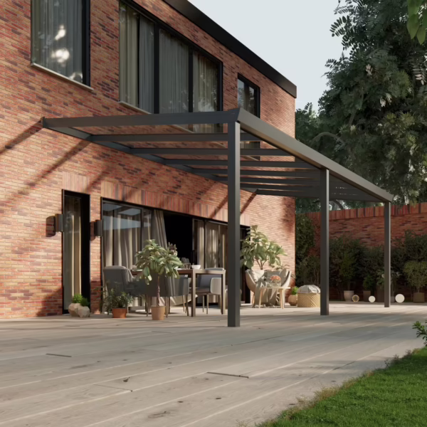 Glazen overkapping Plus 7 x 3,5 meter antraciet