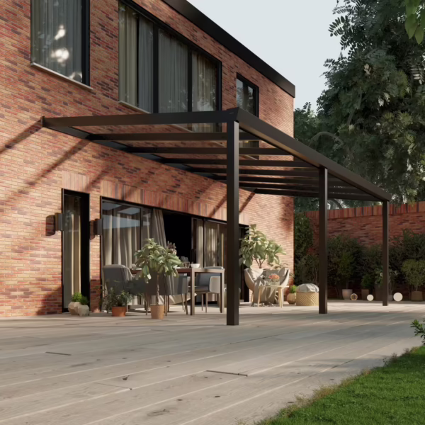 Glazen overkapping Plus 7 x 3,5 meter matzwart