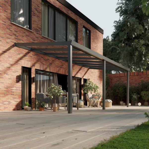 Glazen overkapping Plus 7 x 3 meter antraciet