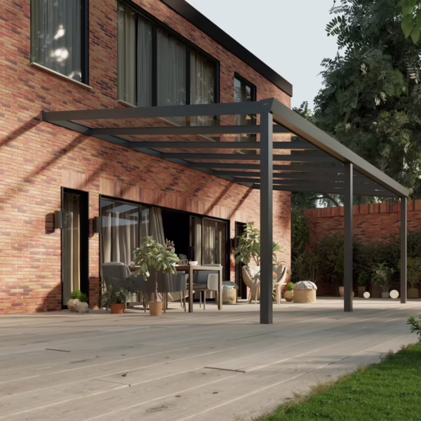 Glazen overkapping Plus 7 x 4 meter antraciet