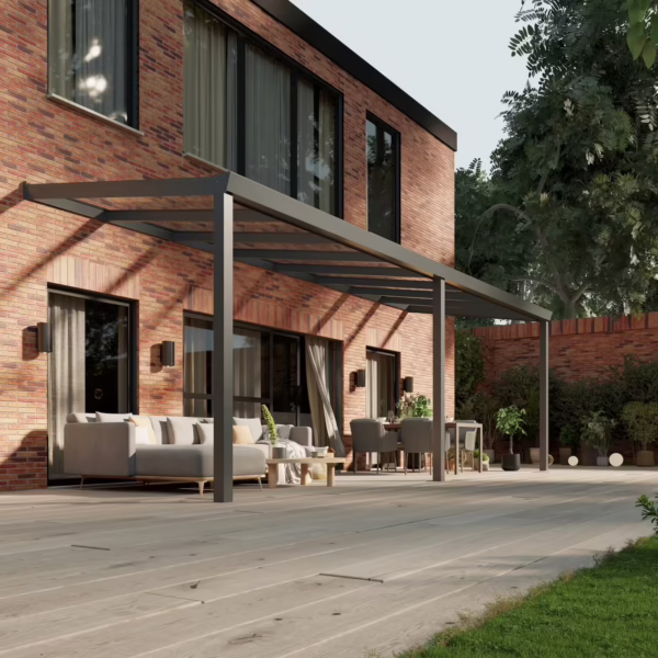 Glazen overkapping Plus 8 x 2,5 meter antraciet