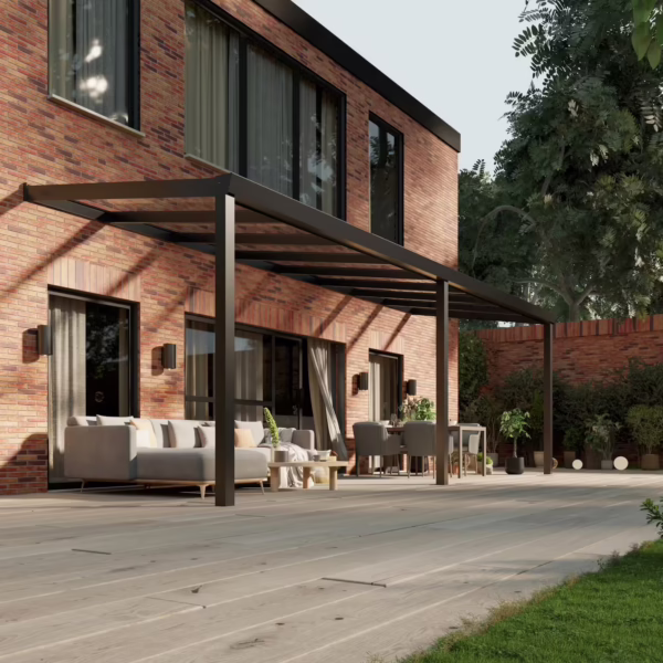 Glazen overkapping Plus 8 x 2,5 meter matzwart