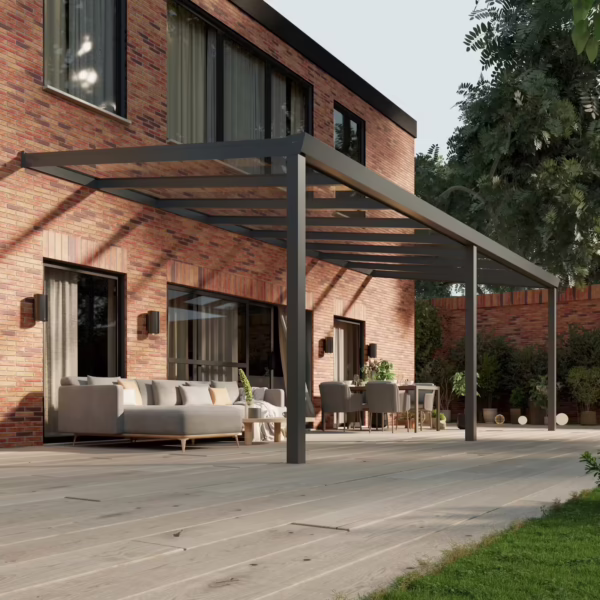 Glazen overkapping Plus 8 x 3,5 meter antraciet