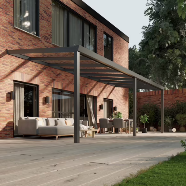 Glazen overkapping Plus 8 x 3 meter antraciet