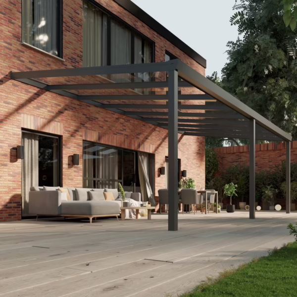 Glazen overkapping Plus 8 x 4 meter antraciet