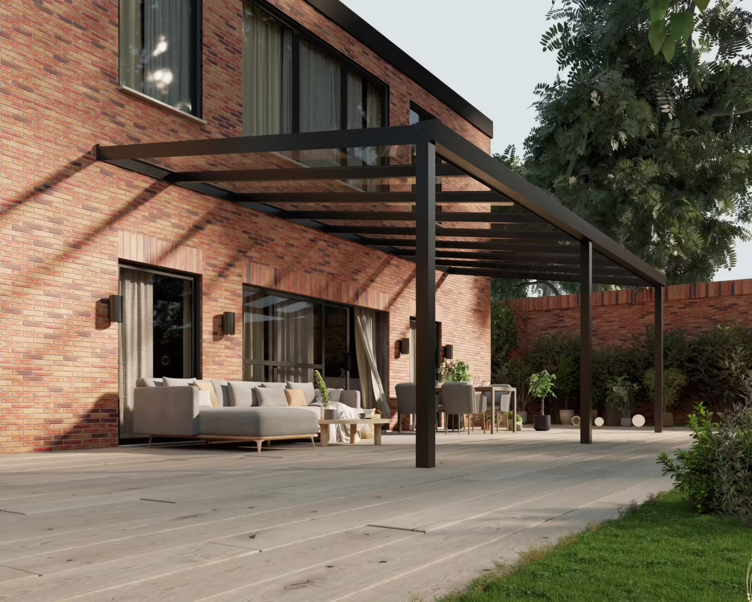 terrasoverkapping-glazen-dak-8x4m-matzwart-helder-modern25_BottomLeftPerspective