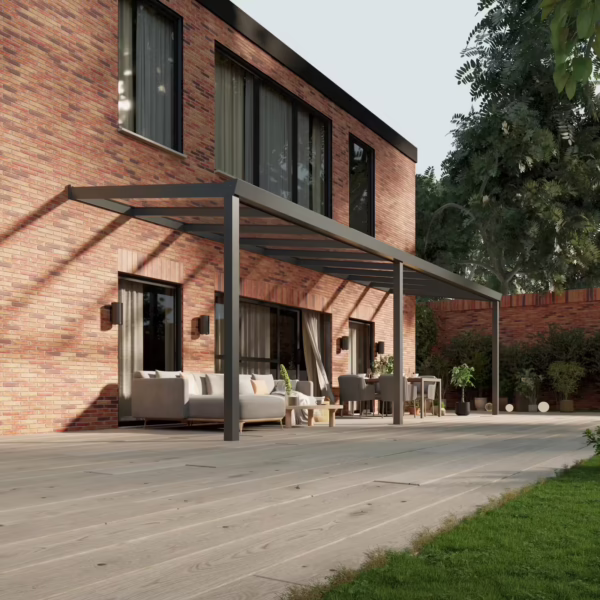 Glazen overkapping Plus 9 x 2,5 meter antraciet