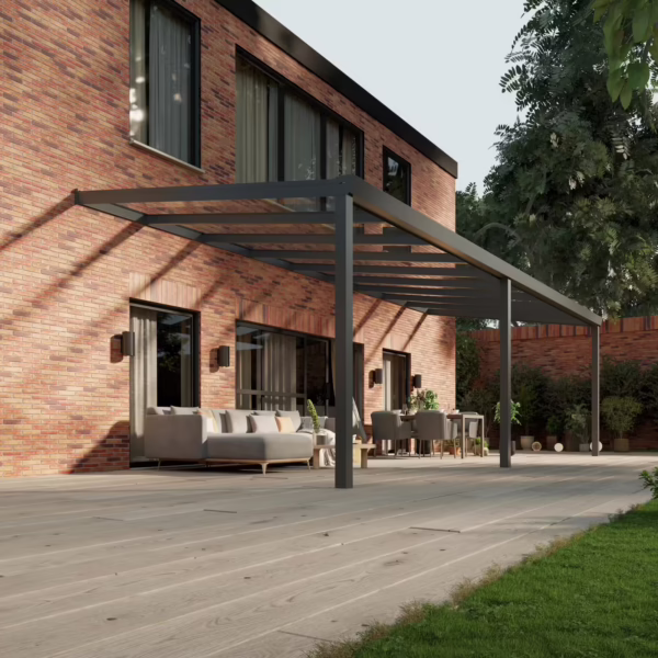 Glazen overkapping Plus 9 x 3,5 meter antraciet