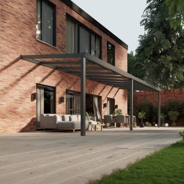 Glazen overkapping Plus 9 x 3 meter antraciet