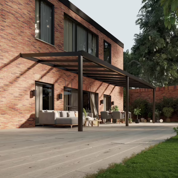 Glazen overkapping Plus 9 x 3 meter matzwart