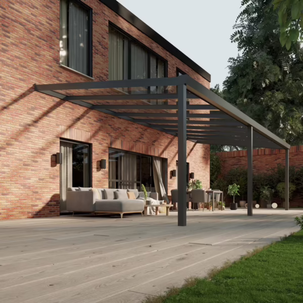 Glazen overkapping Plus 9 x 4 meter antraciet