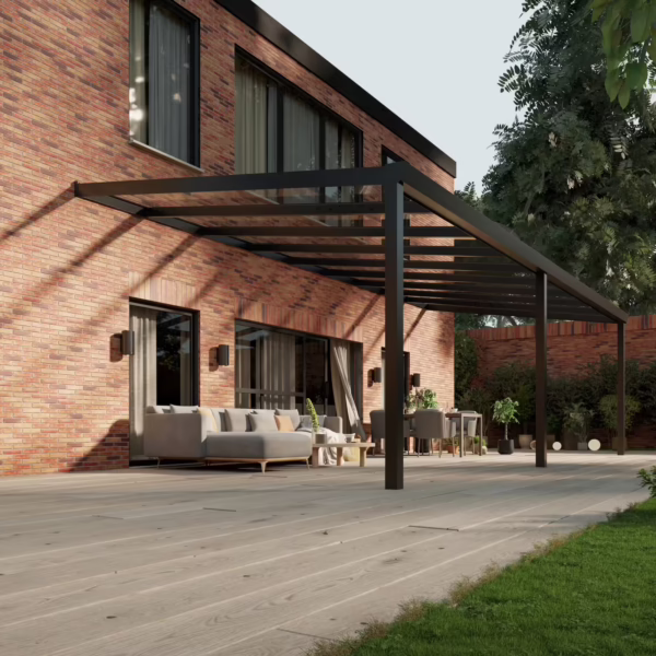 Glazen overkapping Plus 9 x 4 meter matzwart