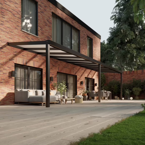 Polycarbonaat overkapping Plus 10 x 2,5 meter matzwart